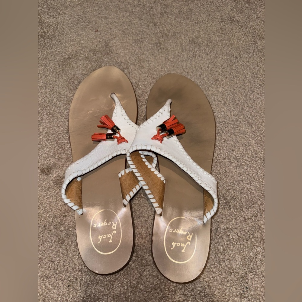 Jack Roger’s white/coral orange flip flops size 9.5